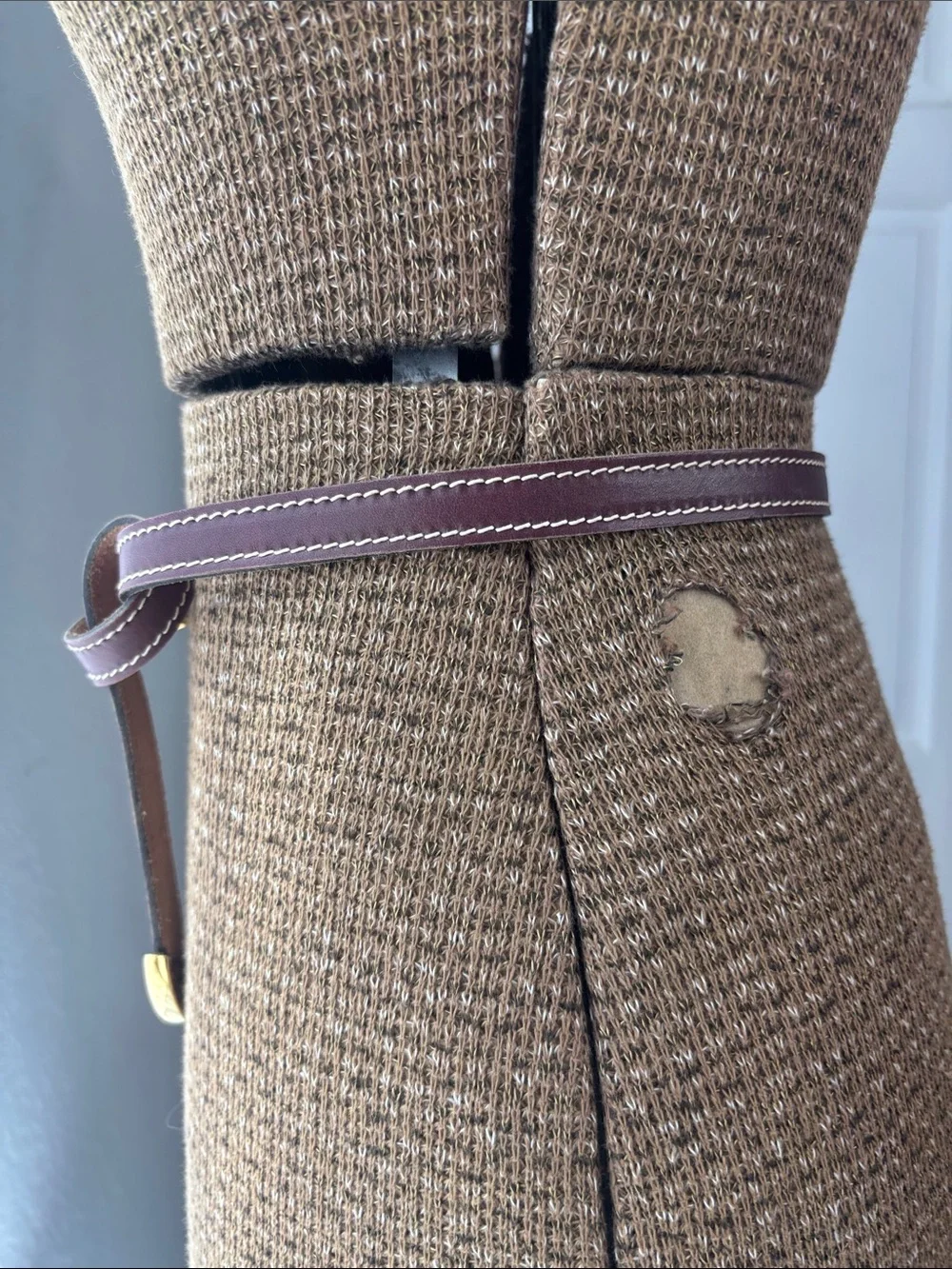 VTG 1983 Calderon Brown Leather Belt with Gold-Tone Sculpted Buckle